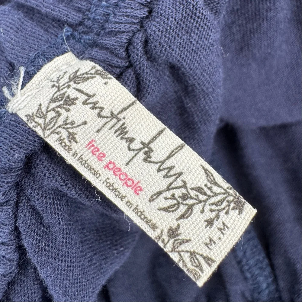 Free People Barrel Wide Leg Joggers M 100% Cotton Blue Colorblock - Picture 2 of 10